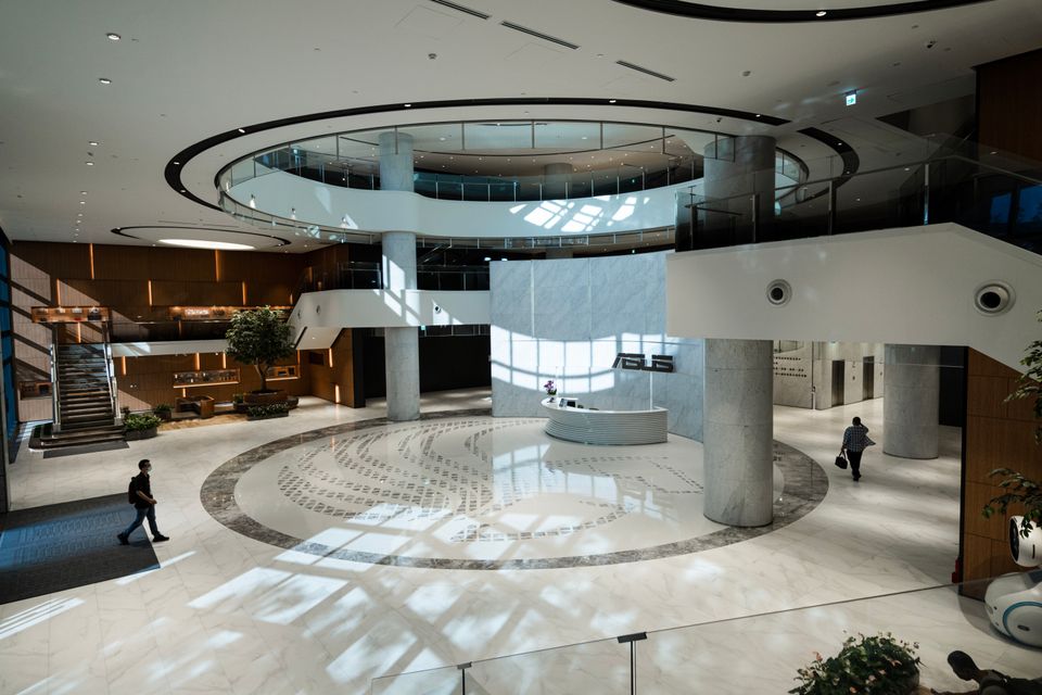 ASUS HQ Lobby with glass ceiling to capture natural light